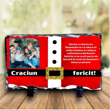 Cadouri Secret Santa - Ardezie personalizata cu o poza si tematica Craciun