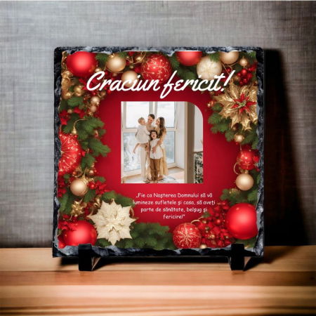Cadouri Secret Santa - Ardezie personalizata Craciun fericit!