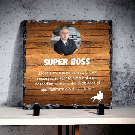Cadouri Secret Santa - Ardezie personalizata Super Boss