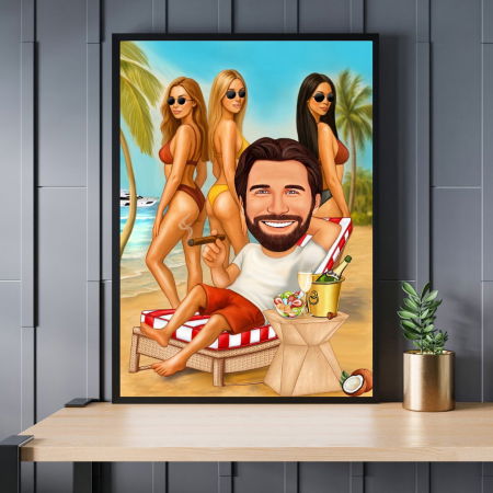 Caricatura Don Juan pe plaja