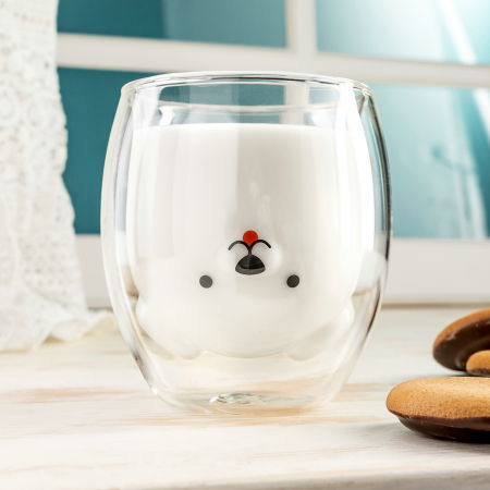 Cadouri Secret Santa - Pahar dublu ,interior in forma de Caine  260ml