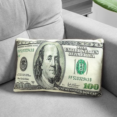 Cadouri Secret Santa - Pernă Decorativă "100 Dolari" – Visează ca un Milionar!