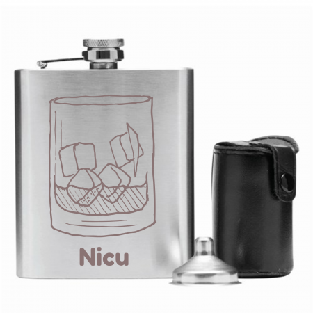 Cadouri Secret Santa - Set GENTLEMAN  cu sticluta personalizata cu nume