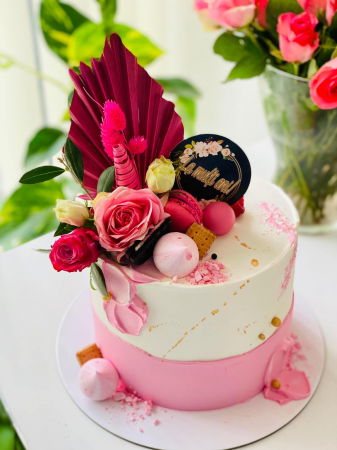 Topper tort cu la multi ani cu flori