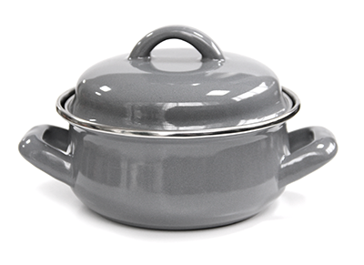 Produse - ILSA Mini oala servire si prezentare 12cm 500ml, otel emailat gri