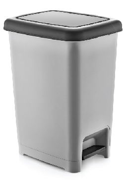 Produse - RAKI Cos gunoi cu pedala dreptunghiular SLIM 10l gri-negru 20x26,5x34,5cm