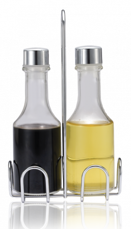 Produse - RAKI EKO LINE Set 2 sticle ulei masline si otet cu suport cromat, set 3 piese