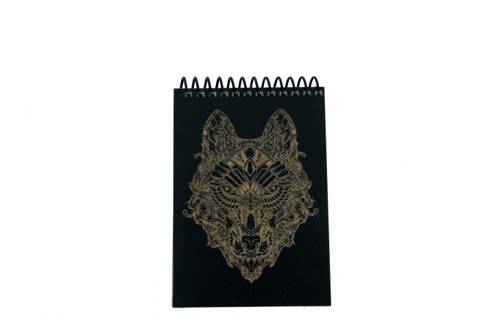 Agenda personalizata din lemn cu lup mandala, A6 [1]