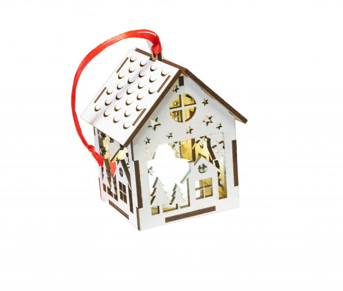 Casuta din lemn cu LED casa cu brazi [2]