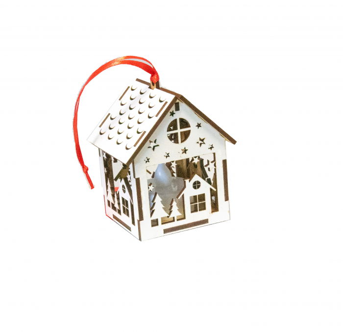 Casuta din lemn cu LED casa cu brazi [1]