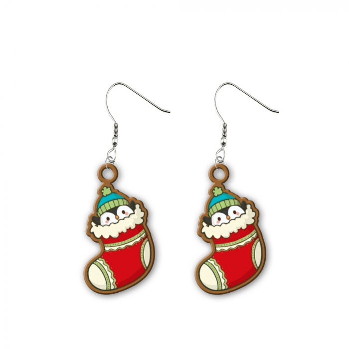 Cercei handmade pinguini in soseta cu tortite de otel inoxidabil, 30 mm [1]