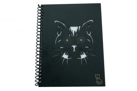 Agenda personalizata din lemn cu pisica , A5