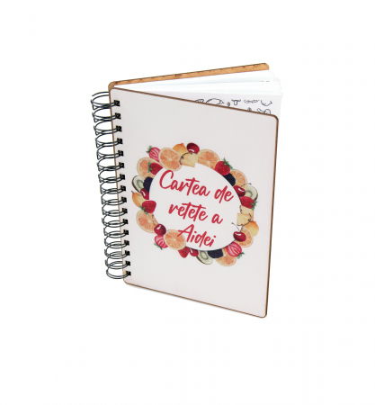 Planner/Jurnal - Agenda personalizata din lemn pentru retete color