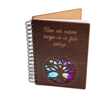 Planner/Jurnal - Agenda personalizata din lemn tip planner personalizat Tree of life, 100 pagini