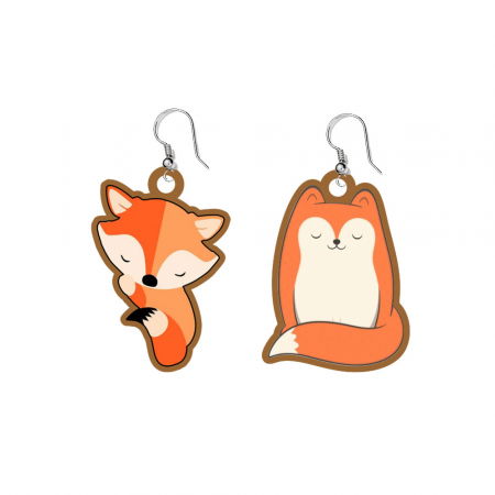 Cercei handmade vulpe cu tortite de otel inoxidabil, 30 mm