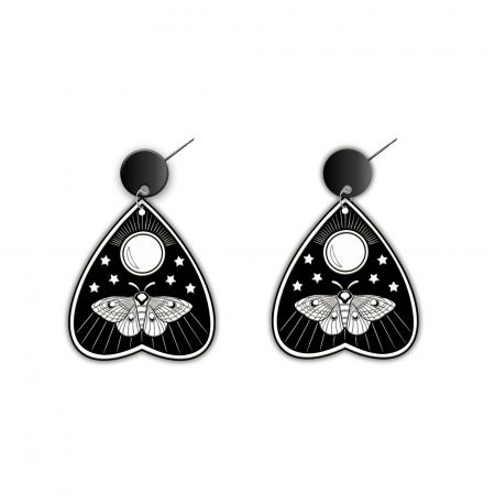 Cercei handmade Mysthic Moth cu tortite de otel inoxidabil, 45 mm