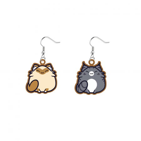 Cercei handmade Fat Cats cu tortite de otel inoxidabil, 30 mm