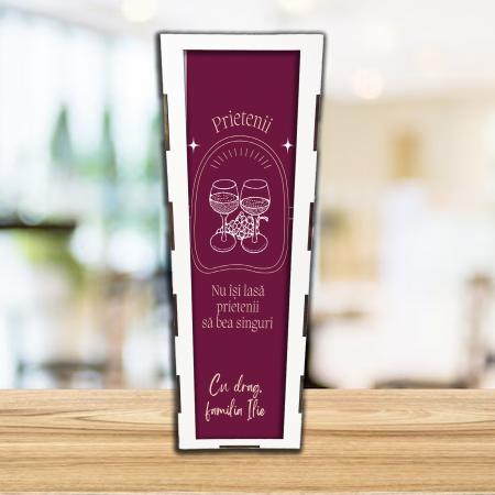 Accesorii pentru bauturi personalizate - Cutie de vin personalizata Prietenii