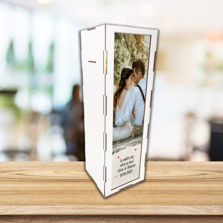 Accesorii pentru bauturi personalizate - Cutie de vin personalizata cu poza La multi ani iubire