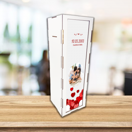 Accesorii pentru bauturi personalizate - Cutie de vin personalizata cu poza Valentine's Day
