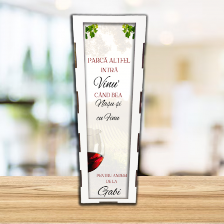 Accesorii pentru bauturi personalizate - Cutie de vin personalizata Nasu si cu finu