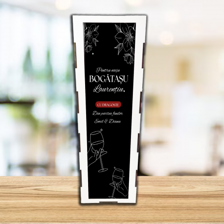 Accesorii pentru bauturi personalizate - Cutie de vin personalizata pentru nasu bogatasu