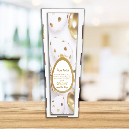 Accesorii pentru bauturi personalizate - Cutie de vin personalizata - Mesaj Oua aurii de Paste