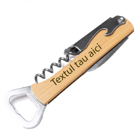 Accesorii pentru bauturi personalizate - Desfacator cu tirbuson personalizat din lemn