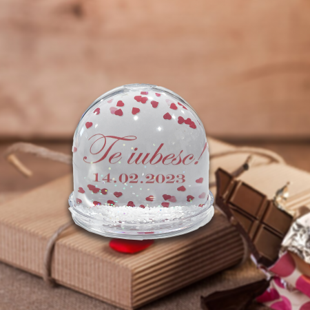 Glob personalizat cu poza si mesaj Te iubesc