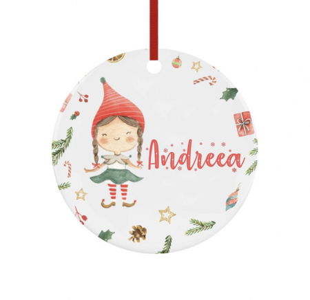 Cadouri personalizate - Glob personalizat cu nume spiridus fetita 8 cm