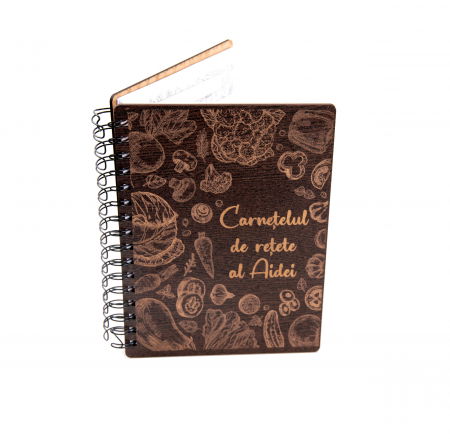 Planner/Jurnal - Agenda personalizata din lemn pentru retete