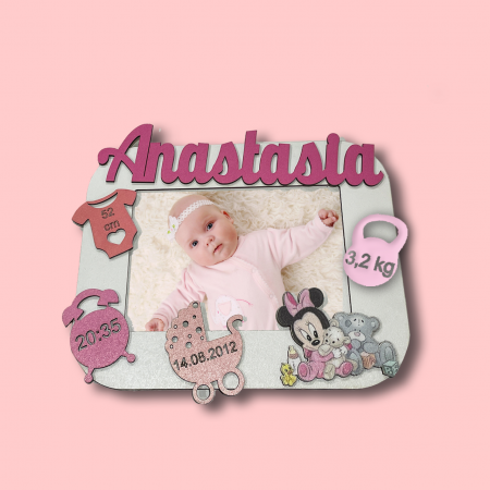Cadouri personalizate - Rama foto personalizata pentru copii multicolor Model Minnie