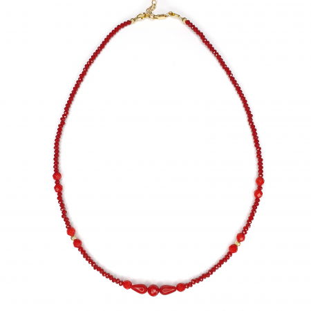 Colier Choker Susan, cu coral, argint placat cu aur