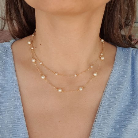 Colier perle Raisa, argint placat cu aur