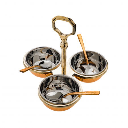 Recipiente din cupru - Set pentru sosuri 3 boluri