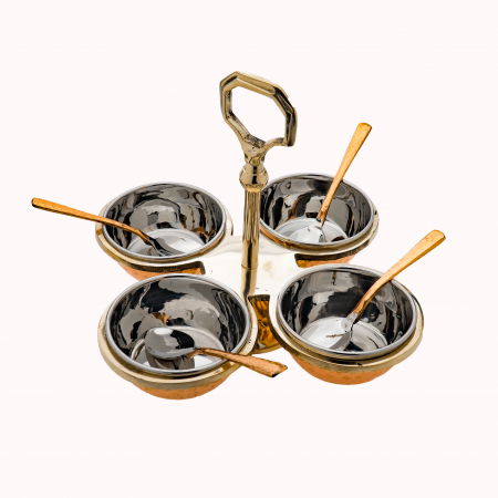 Recipiente din cupru - Set pentru sosuri 4 boluri