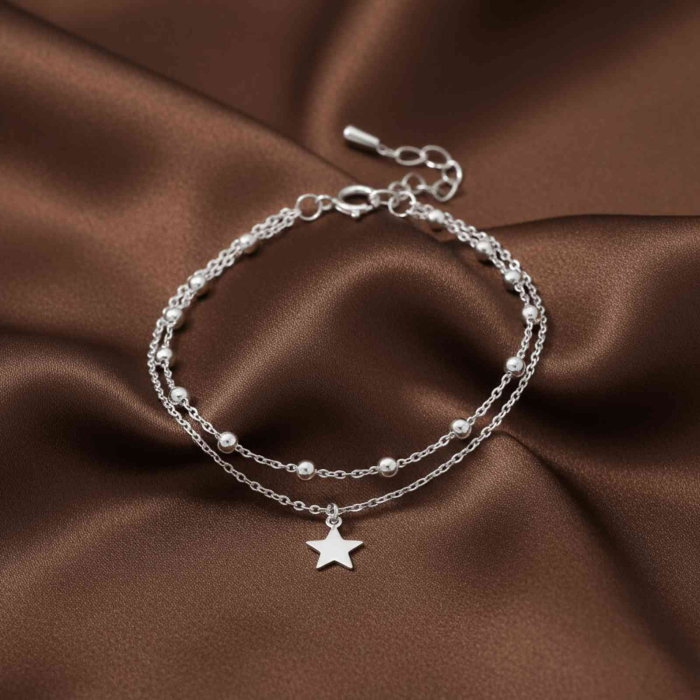 Bratara 2 lantisoare cu bilute si steluta din argint Sterling 925 [1]