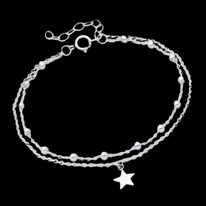 Bratara 2 lantisoare cu bilute si steluta din argint Sterling 925 [3]