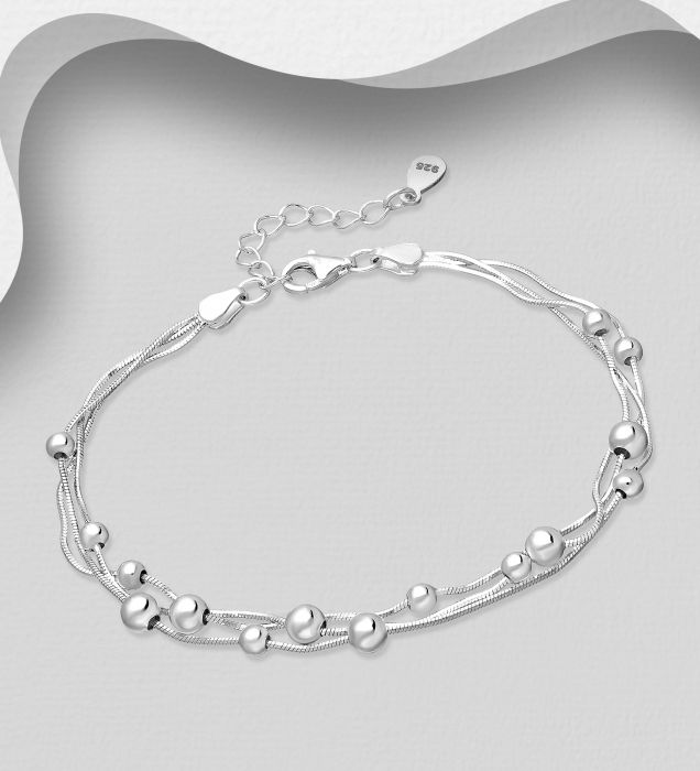 Bratara din argint Sterling 925 cu bile si 3 lantisoare [6]