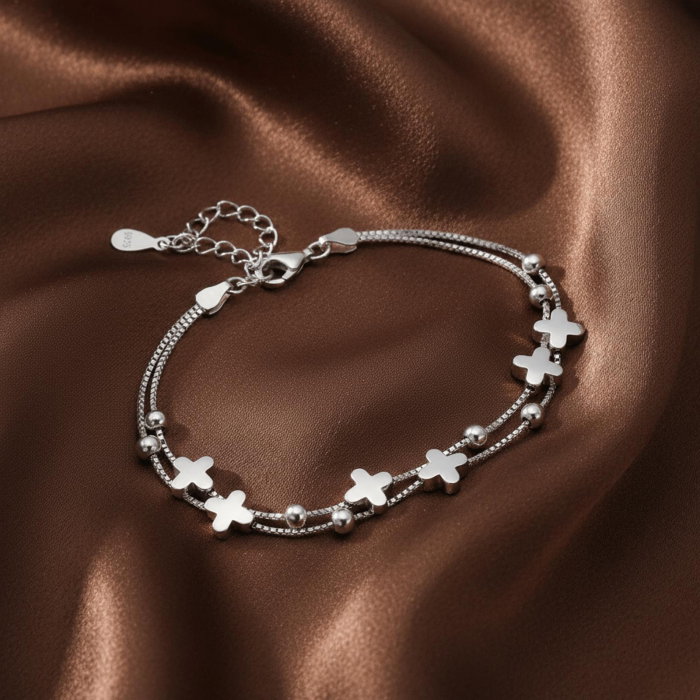 Bratara din argint Sterling 925 cu 2 lantisoare cu cruciulite [1]