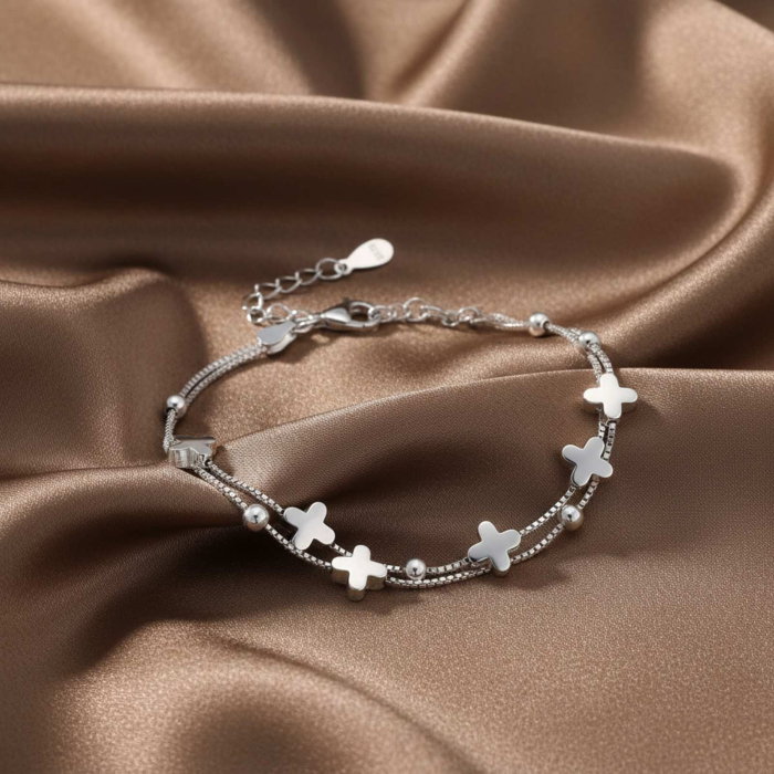 Bratara din argint Sterling 925 cu 2 lantisoare cu cruciulite [4]