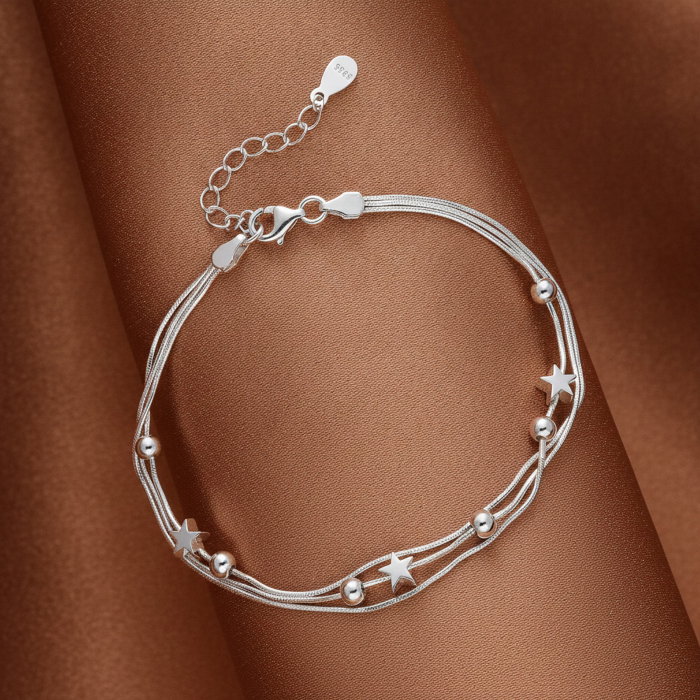 Bratara din argint Sterling 925 cu 3 lantisoare si stelute [3]