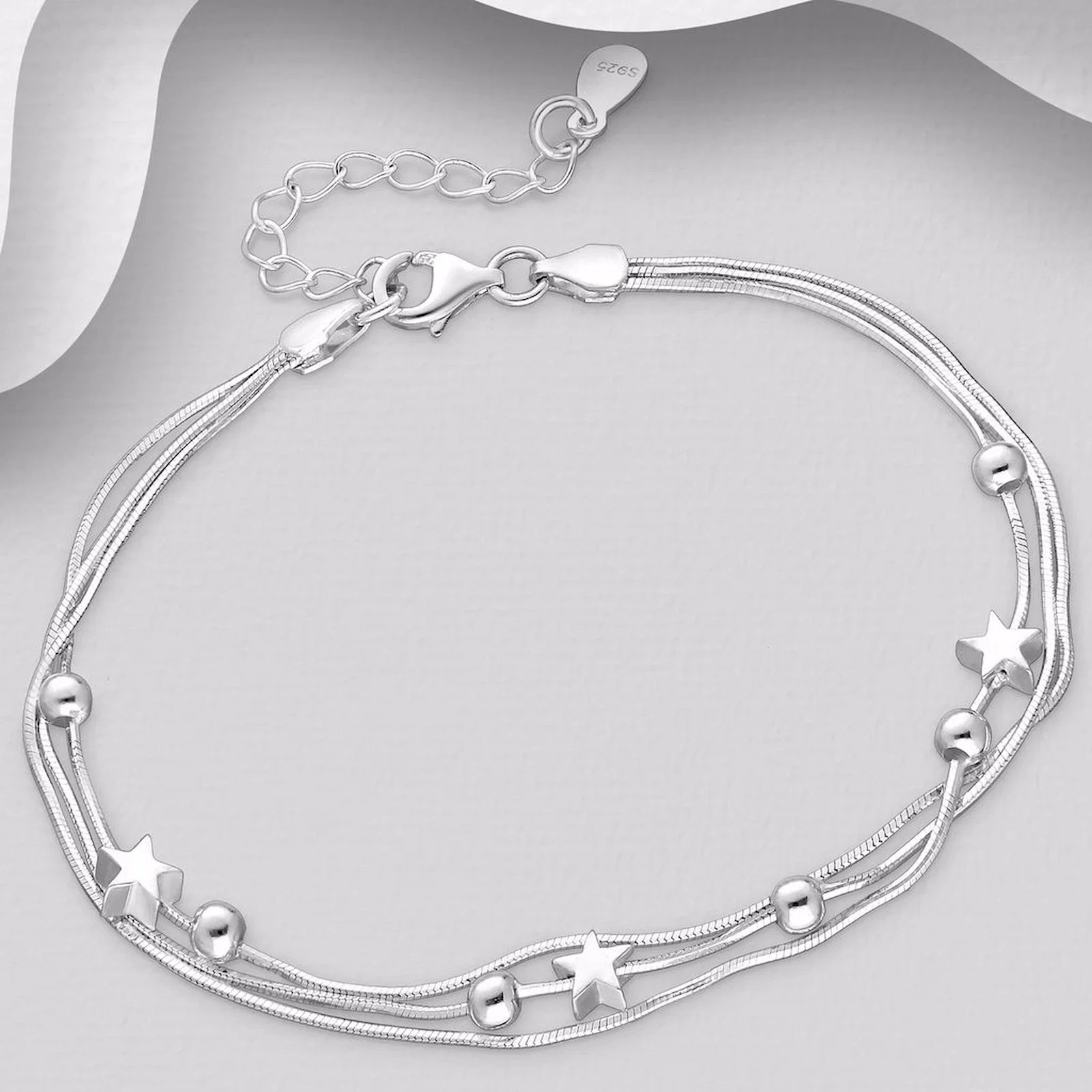 Bratara din argint Sterling 925 cu 3 lantisoare si stelute [1]