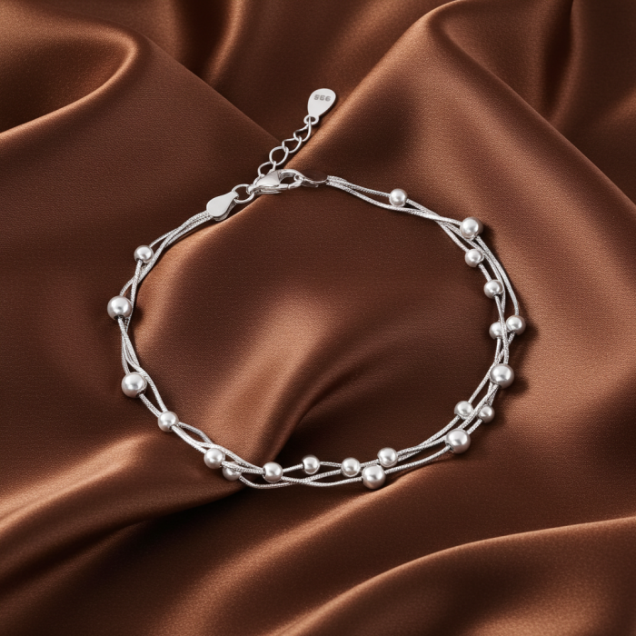 Bratara din argint Sterling 925 cu bile si 3 lantisoare [2]