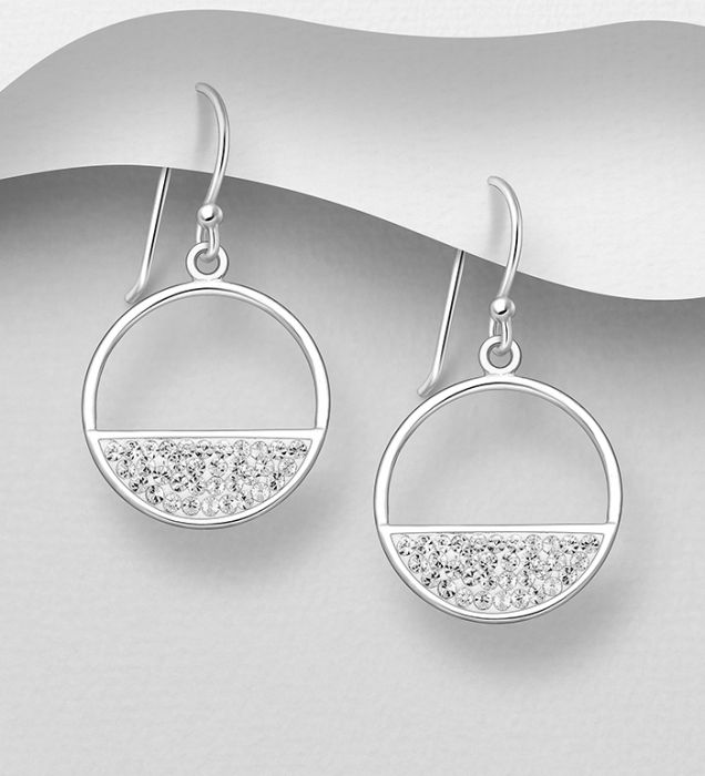 Cercei Cerc-semicerc din argint Sterling 925 cu cristale de sticla [1]