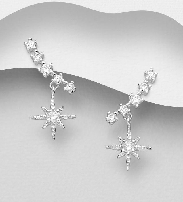 Cercei Stelute din argint Sterling 925 cu diamante simulate [1]
