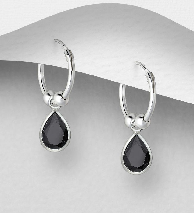 Cercei Cerc picatura din argint Sterling 925 cu diamante simulate [1]