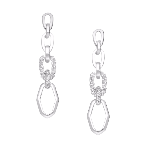 Cercei Lant asimetric din argint Sterling 925 cu diamante simulate [1]