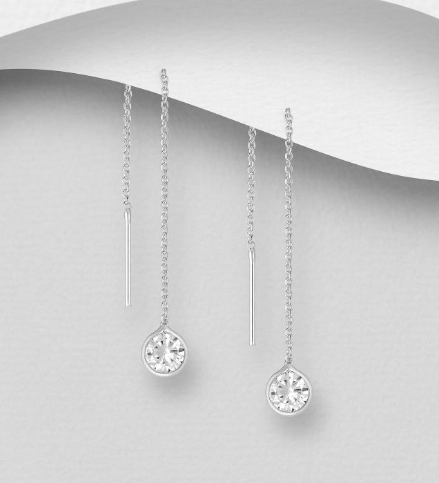 Cercei Fir din argint Sterling 925 cu un diamant simulat [2]