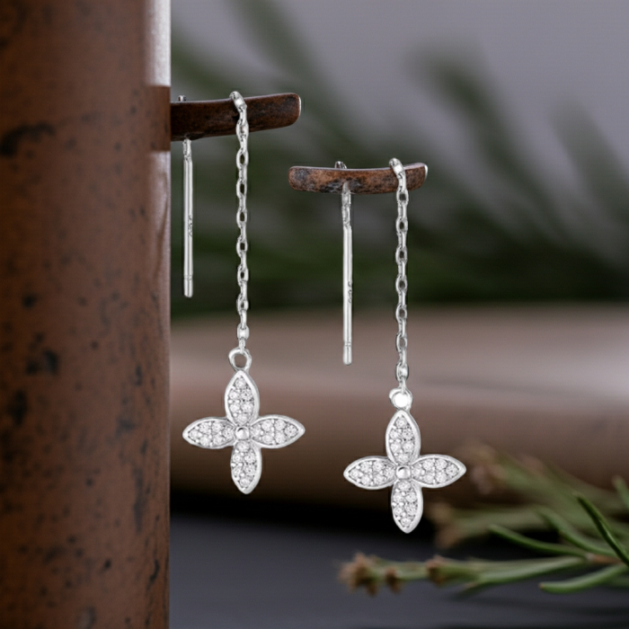 Cercei Fir cu cruciulita din argint Sterling 925 cu diamante simulate [1]